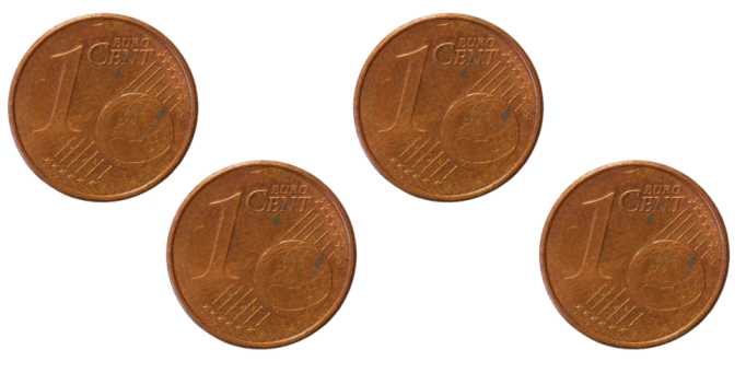 Four US Pennies